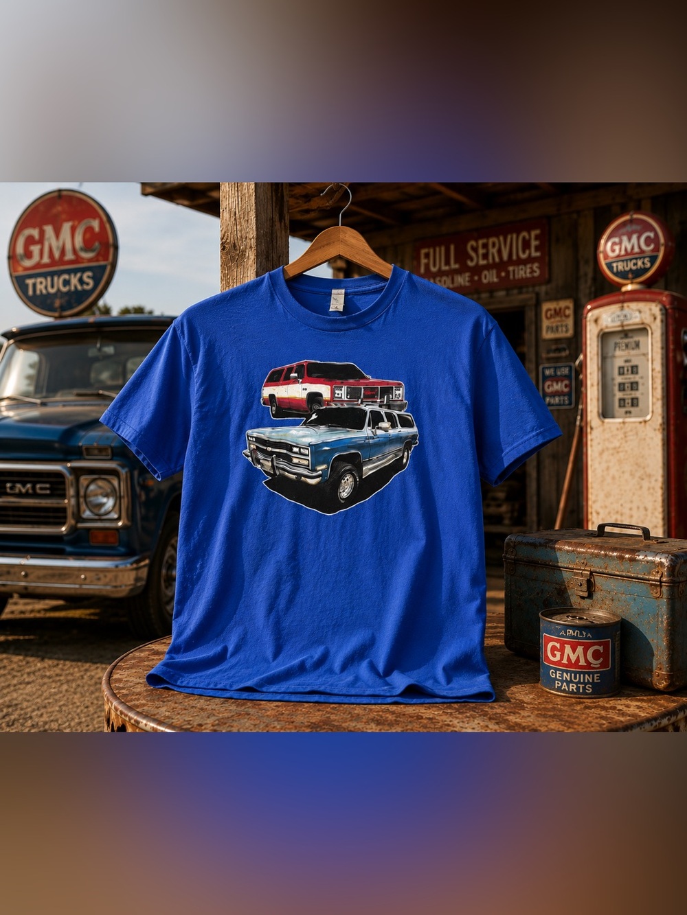 GMC Classic Truck Graphic Tee Blue Vintage SUV Retro Car Shirt XL